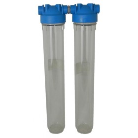 Batteria twin porta filtro 20"  trasparente-trasparente