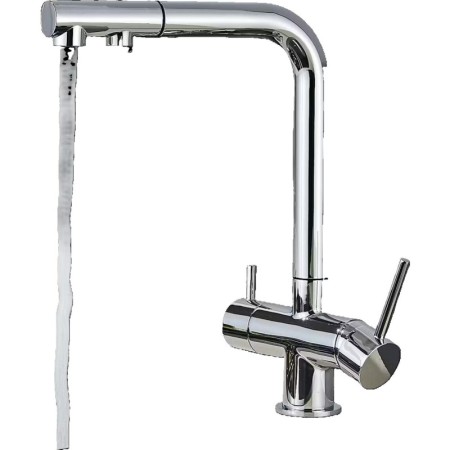 Miscelatore tre vie alto con doccetta estraibile