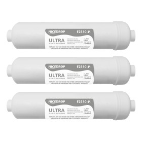 Filtro in Linea Ultrafiltrazione 10"NICEDROP Carbone e Membrana Cava 0,1 Micron 3pz