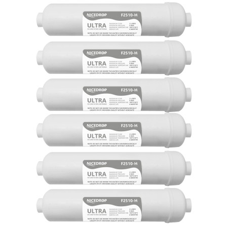 Filtro in Linea Ultrafiltrazione 10"NICEDROP Carbone e Membrana Cava 0,1 Micron-6PZ