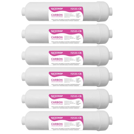 Filtro in Linea 10"NICEDROP Carbon Block Attacchi 1/4" 6PZ