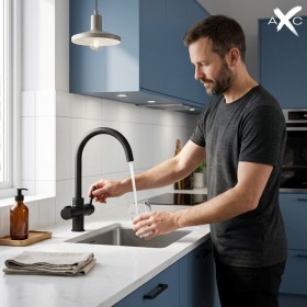 Miscelatore cinque vie Alto tondo  Nero