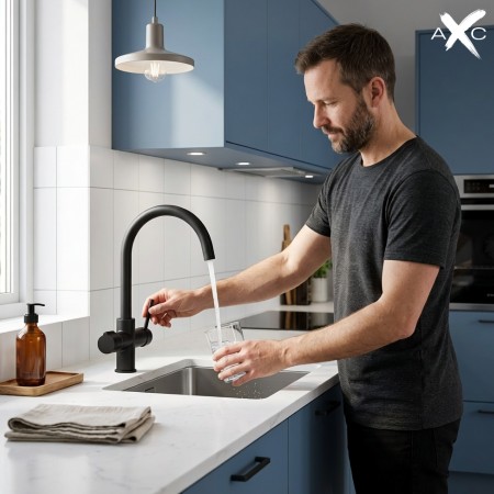 Miscelatore cinque vie Alto tondo  Nero