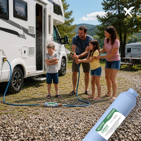 gardcamp filtro depurazione acqua per camper, piscine, roulotte, campeggio, docce esterne