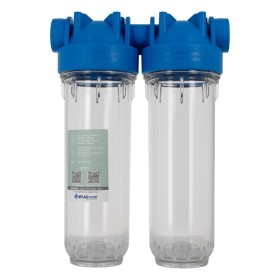 Batteria twin porta filtro 10"  trasparente-trasparente