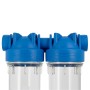 Batteria twin porta filtro 10"  trasparente-trasparente