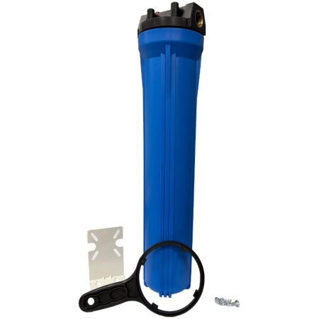 Contenitore tazza porta filtro 20" blu con staffa e chiave | Acquaxcasa.com