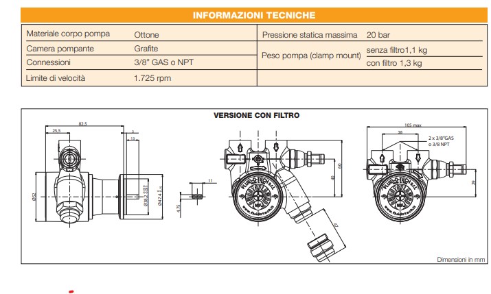 Scheda tecnica pompa a palette 150 l/h